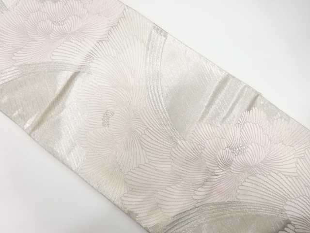 アンティーク　流水に牡丹模様織り出し袋帯（材料）